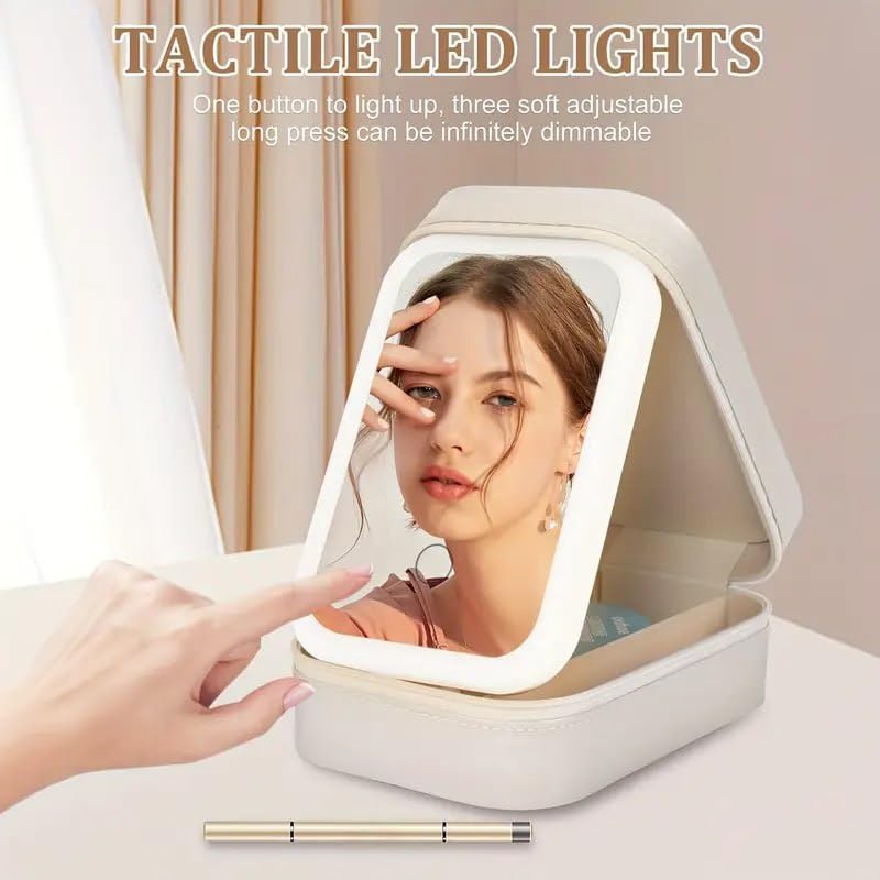 Jewelry Case Organizer with LED Makeup Mirror