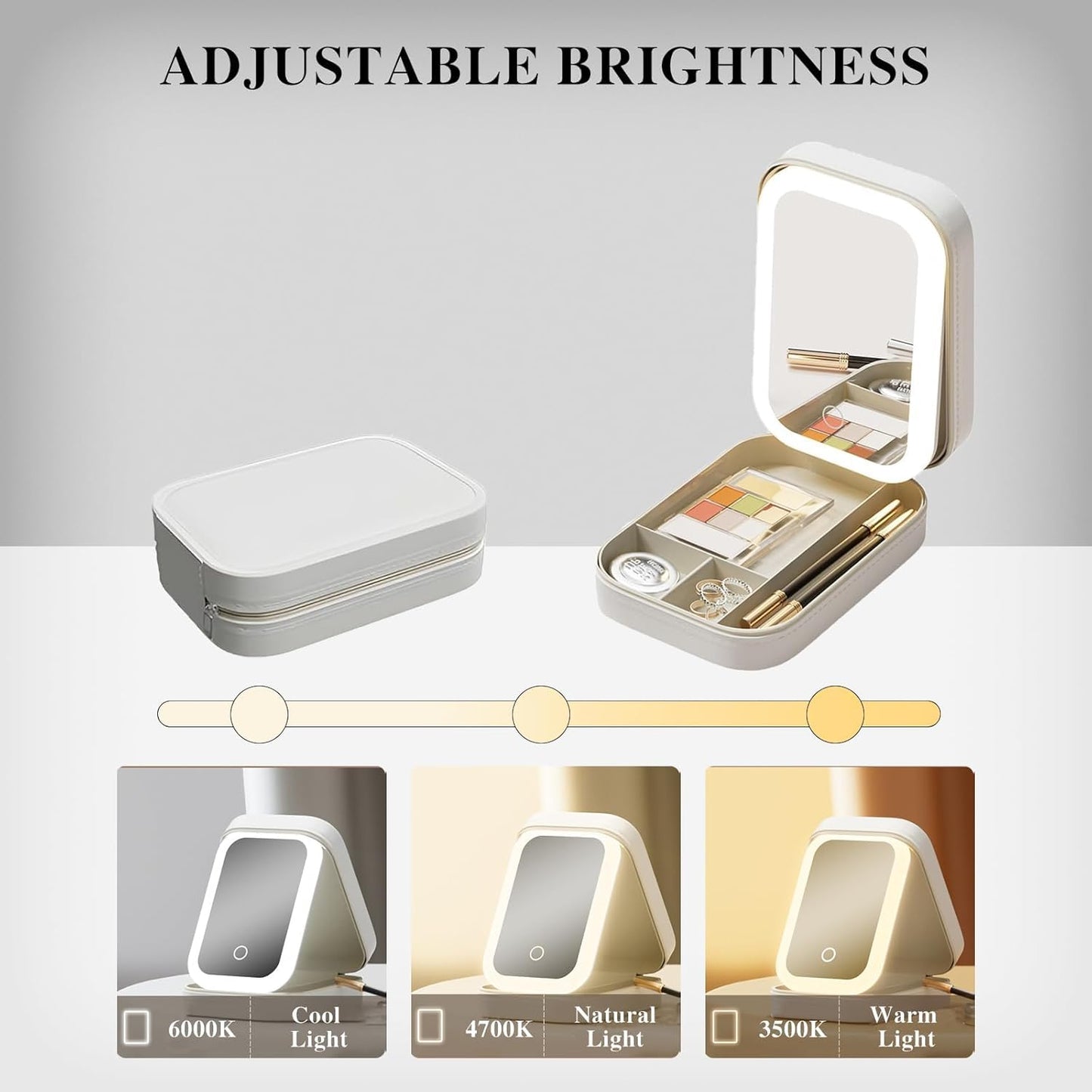 Jewelry Case Organizer with LED Makeup Mirror