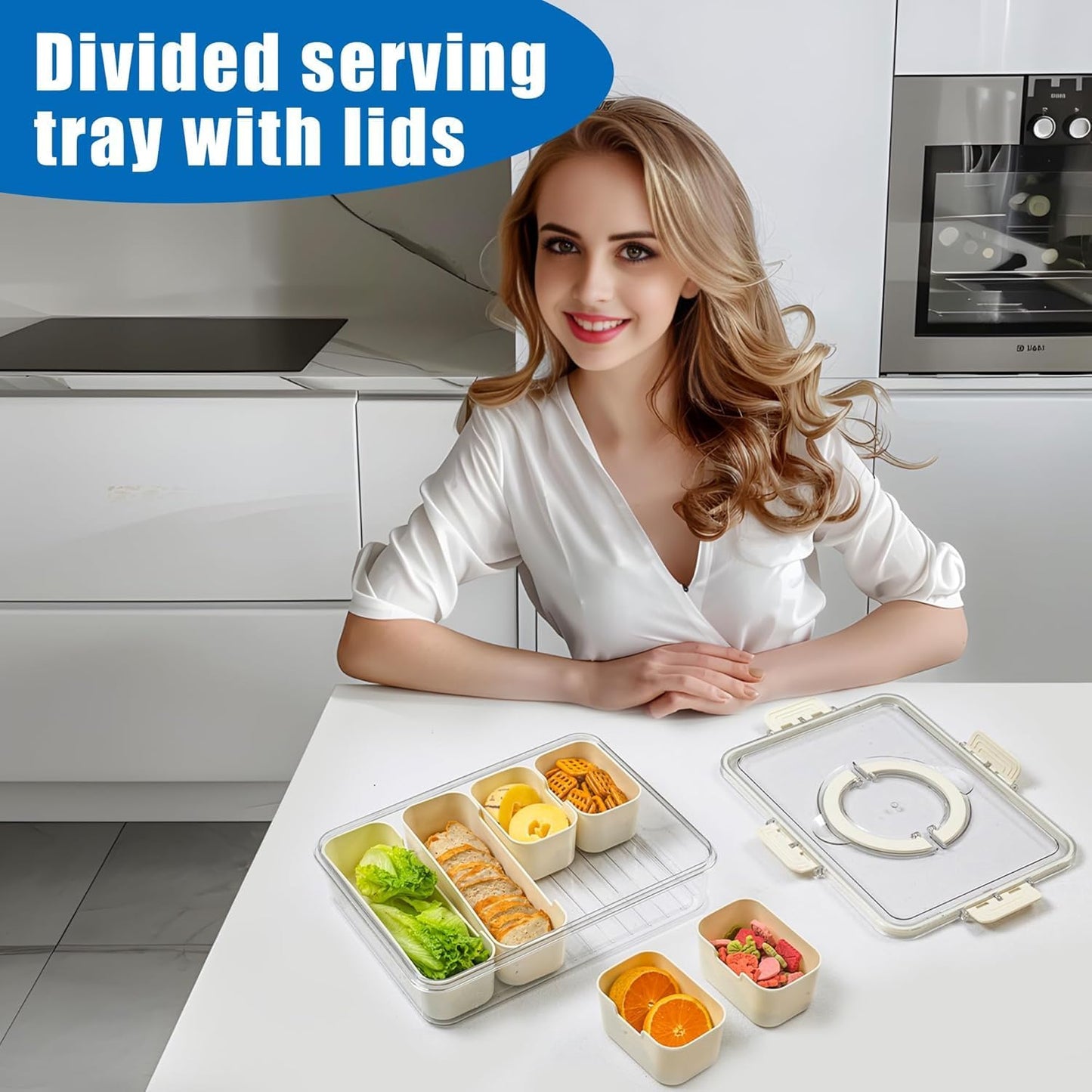 Divided Serving Tray with Lid and Handle