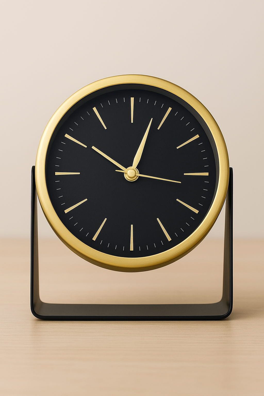 Modern Minimalist Table Clock – Gold & Black Finis