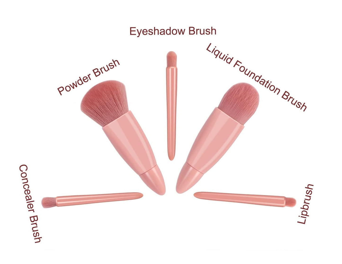 Mini Travel 5 Piece Cosmetic Makeup Brush Set