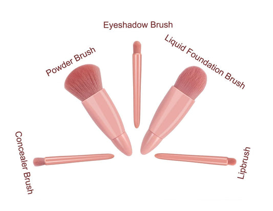 Mini Travel 5 Piece Cosmetic Makeup Brush Set