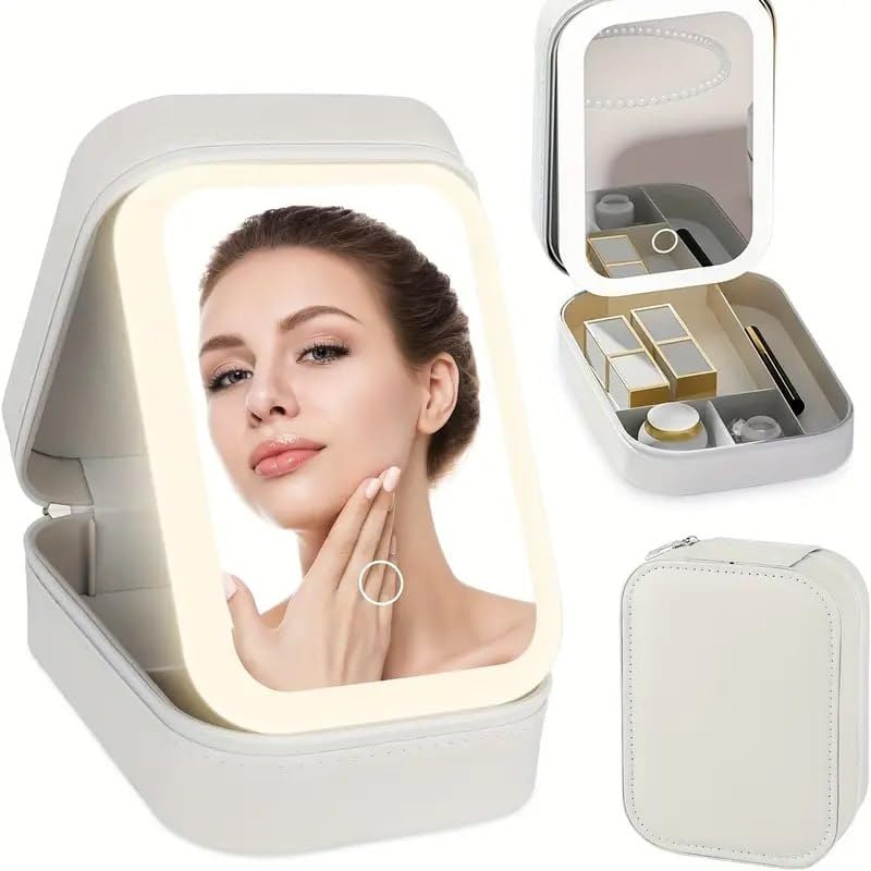 Jewelry Case Organizer with LED Makeup Mirror