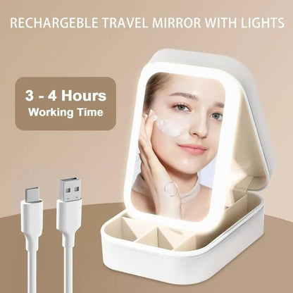 Jewelry Case Organizer with LED Makeup Mirror