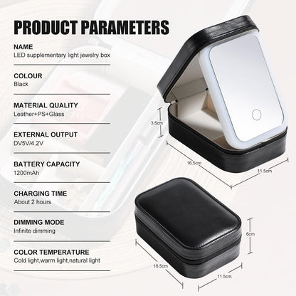 Jewelry Case Organizer with LED Makeup Mirror