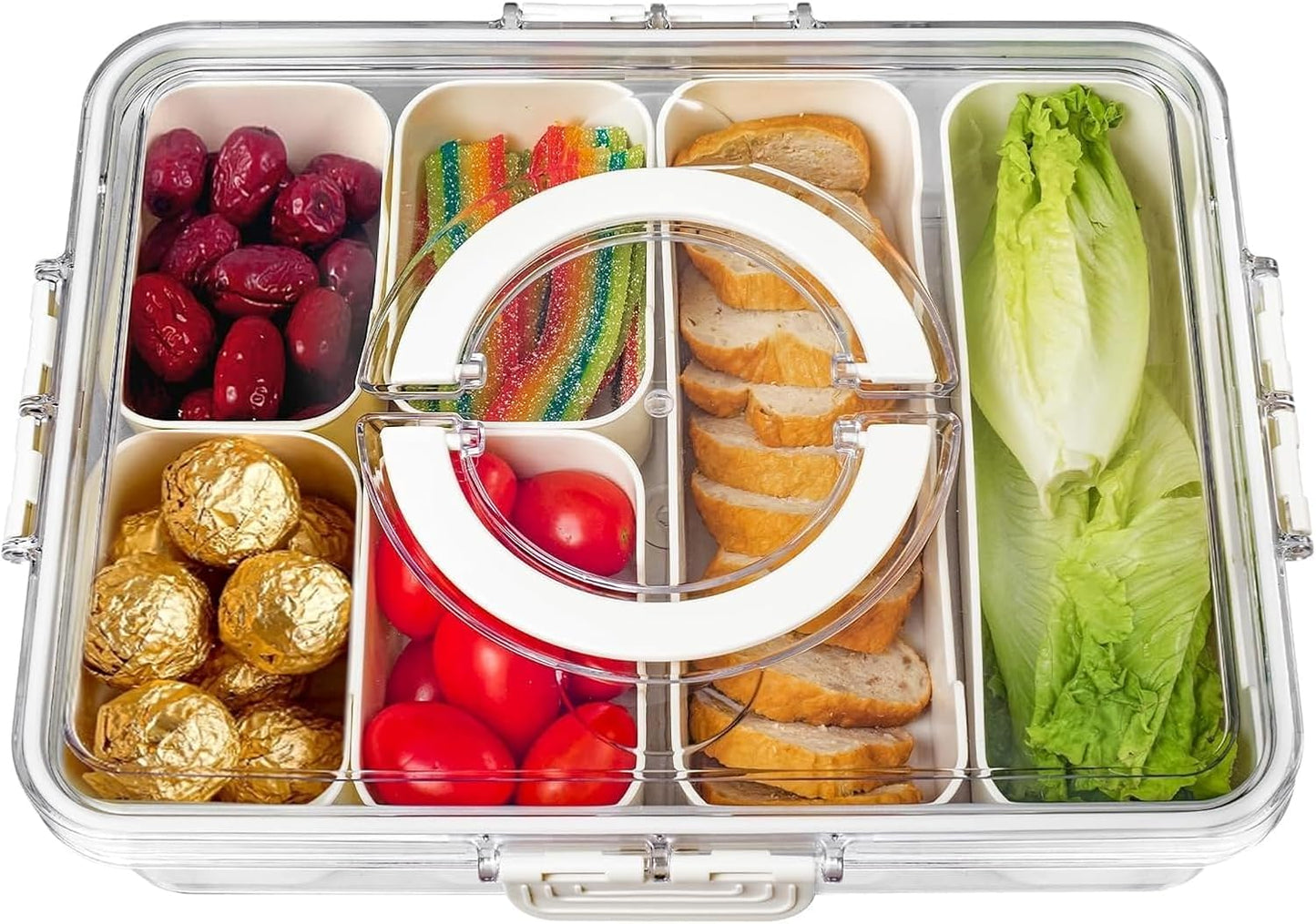 Divided Serving Tray with Lid and Handle