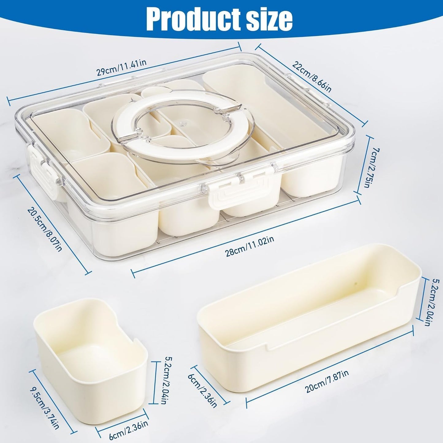 Divided Serving Tray with Lid and Handle