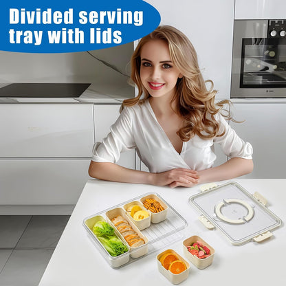 Divided Serving Tray with Lid and Handle