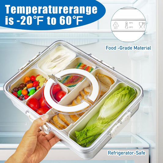 Divided Serving Tray with Lid and Handle