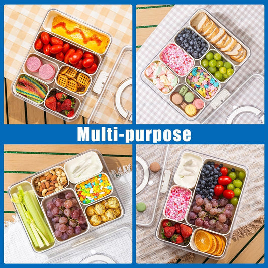 Divided Serving Tray with Lid and Handle